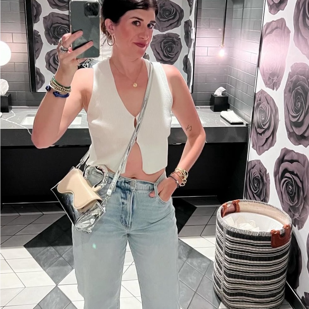 Olivaceous Black and White Sleeveless Tops